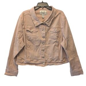 American Rag Cie Womens 3X Dusty Rose Pink Denim Trucker Jacket Plus Sz Stretch